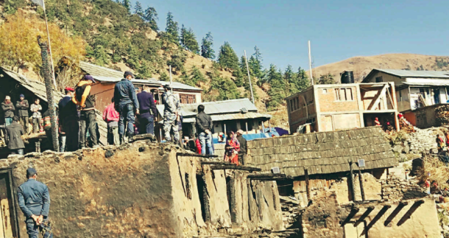 With their thatched roofs, houses in remote settlements of Karnali at risk of fire hazard