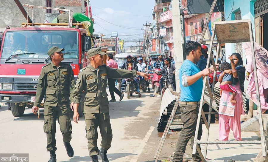 Nepalgunj footpaths are occupied by street vendors