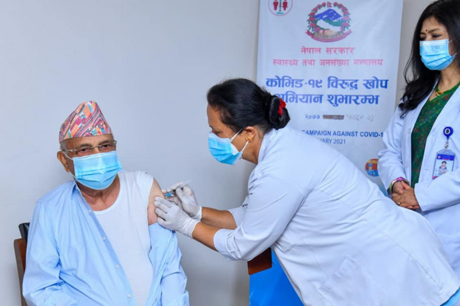 Prime Minister Oli inaugurates second phase of Covid-19 vaccination campaign by taking the jab
