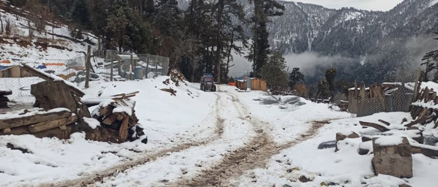 Heavy snow, frigid weather: Schools shut in Humla’s Limi, rural road project work halted