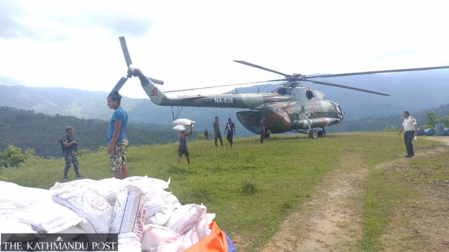 Rice airlifted to Gorkha villages hit by shortages
