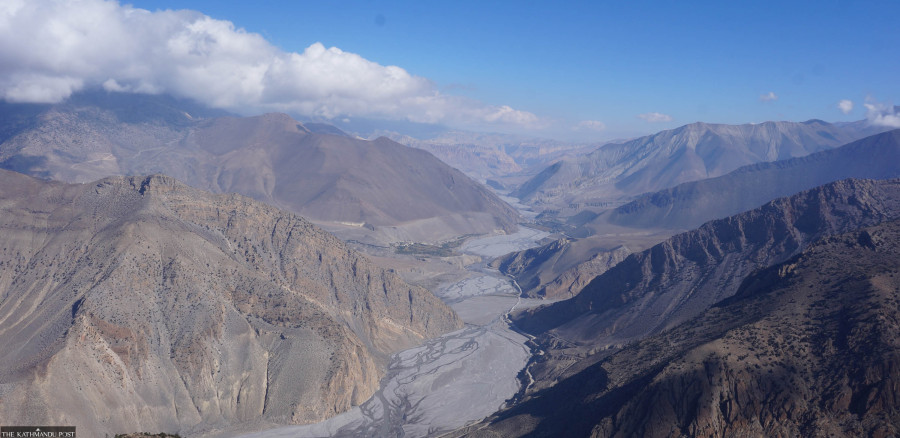 Siltation in Kaligandaki river affects settlements and arable lands in Mustang
