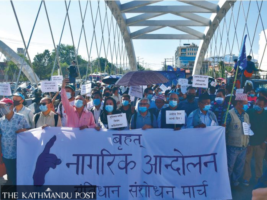 Civic group marches in Kathmandu to demand amendments to constitution