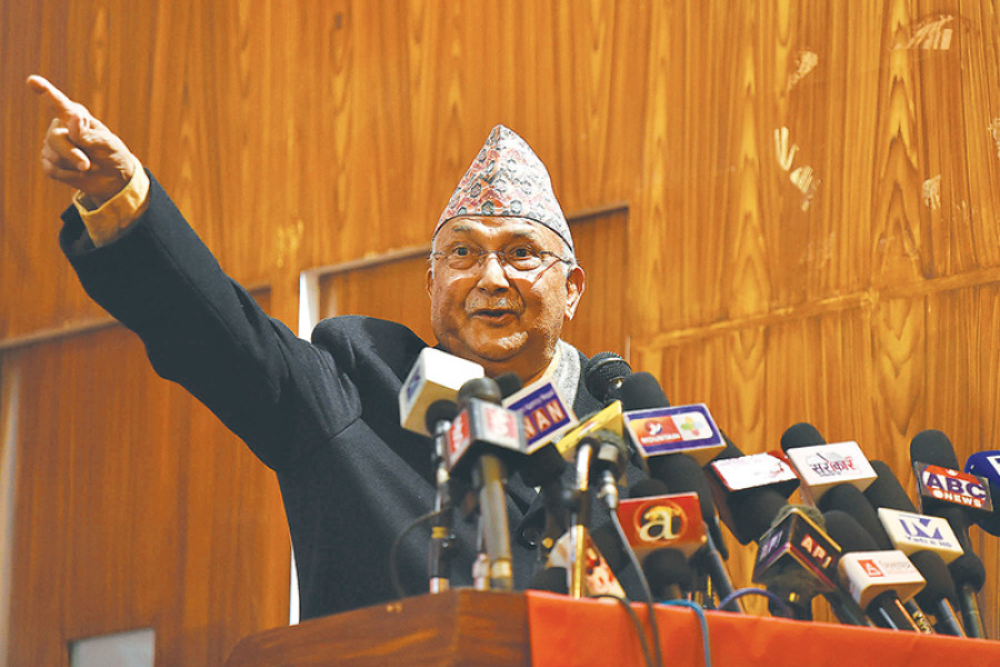 The fate of elections is up in the air, but Oli already seems to be in campaign mode