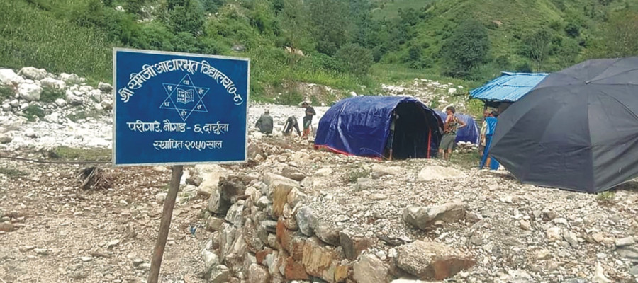 Darchula school running its classes from tents after last year’s floods and landslides
