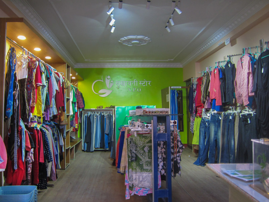 At this thrift store you can buy clothes for ten rupees