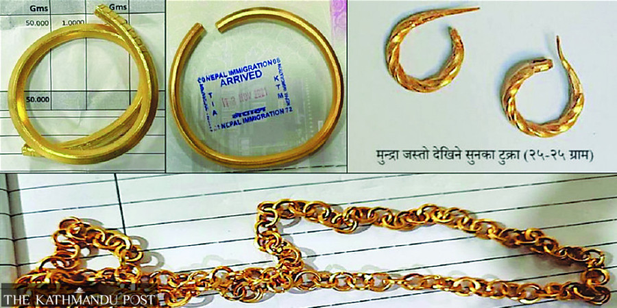 Over two quintals of gold jewellery seized at TIA customs in the last two months