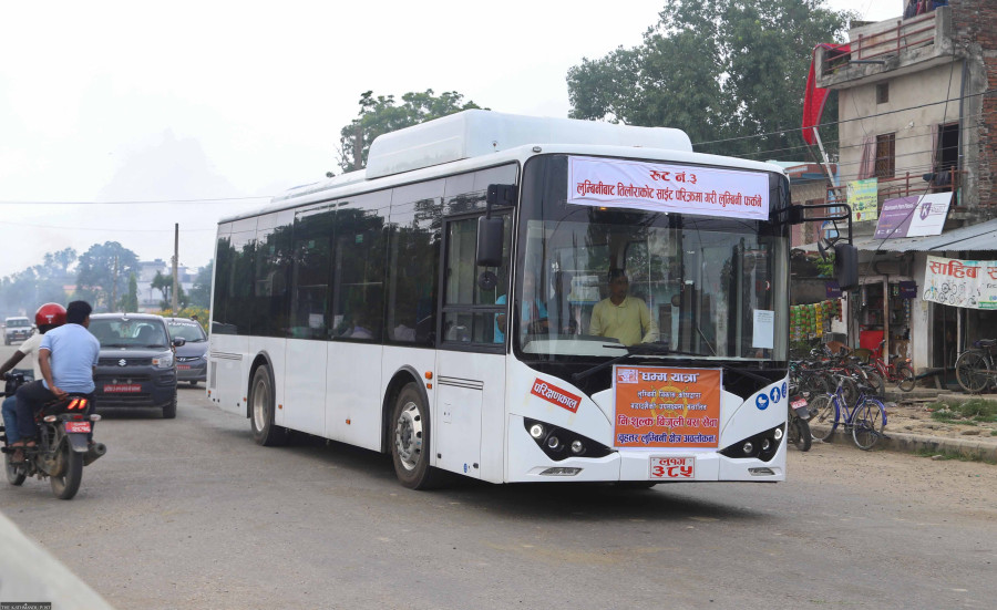 Electric buses providing free service in Lumbini as trial