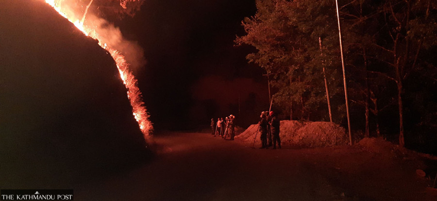 Wildfires rage in Palpa forests, leaving human settlements at high risk