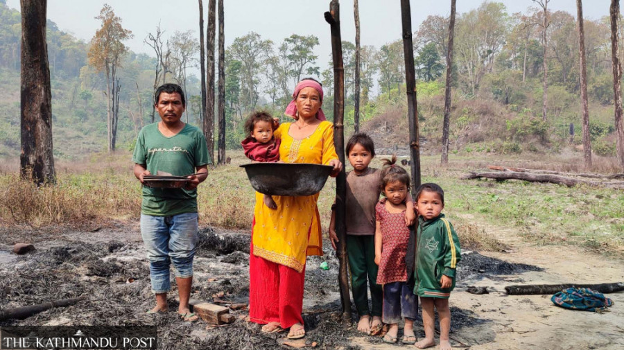 Chitwan National Park once again sets settlers’ huts ablaze