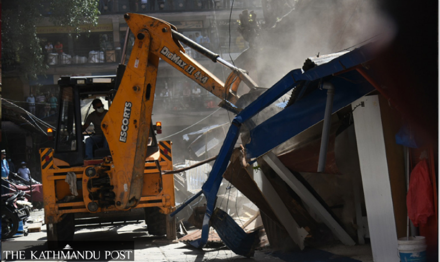 Kathmandu Metropolitan City demolishes illegal structures