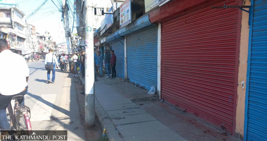 Biratnagar traders shut down shops in protest of city’s move to clear out shops