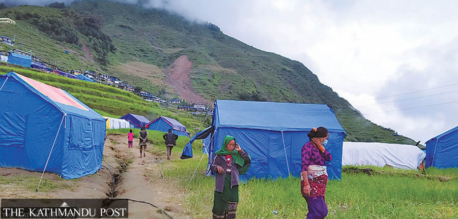 Two years after disasters, displaced families are still living in makeshift settlements