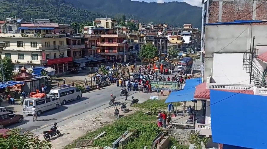 Gajuri area tense following death of a student by passenger bus