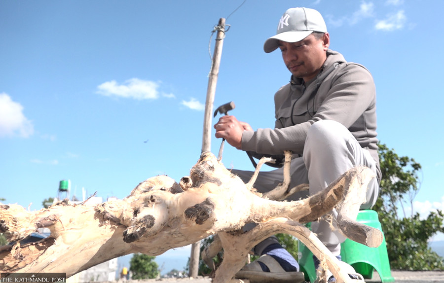 This Dolakha artist works magic on tree roots