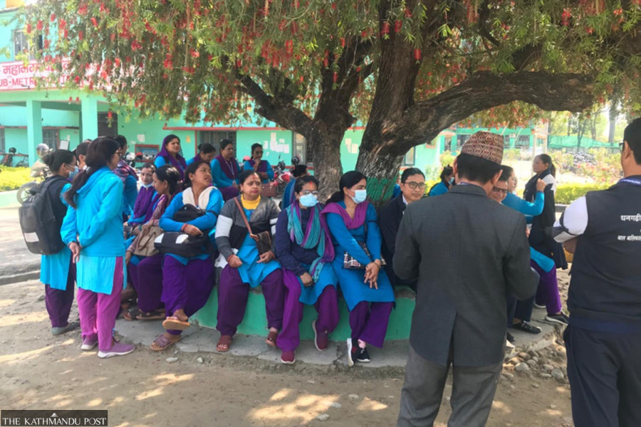 Dhangadi Sub-metropolis health workers protest demanding due salary