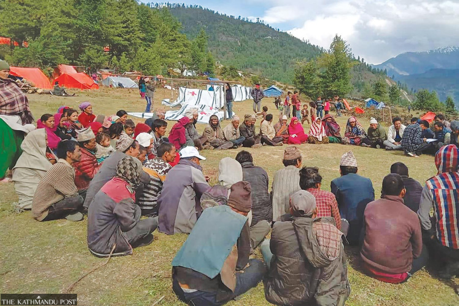 Displaced families of October floods and landslides in Mugu languish in flimsy tents