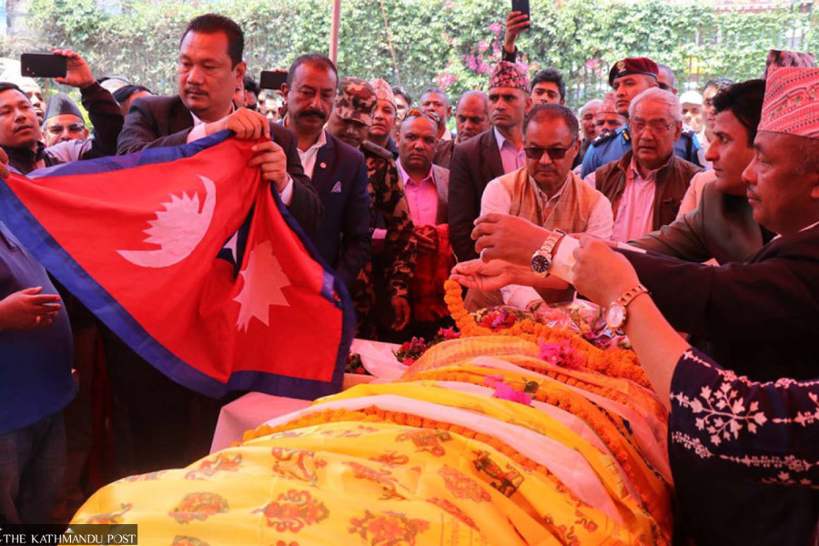Funeral rites of Mukesh Kayastha, injured during the 2006 movement, performed