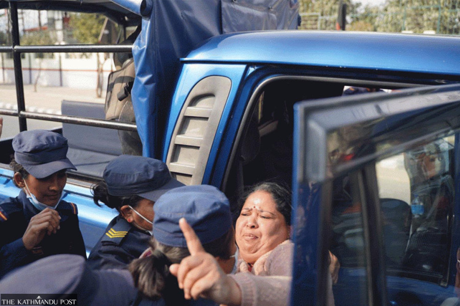 Police round up women protesters outside parliament building