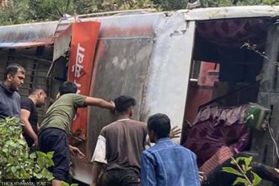 Two dead, 14 injured in Salyan bus accident