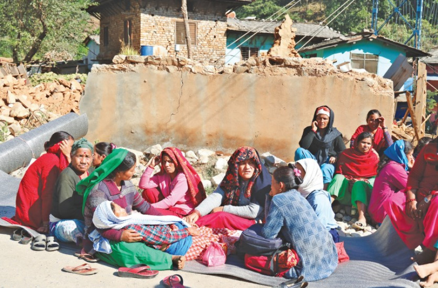 Two weeks on, earthquake-displaced people are shivering under flimsy tents