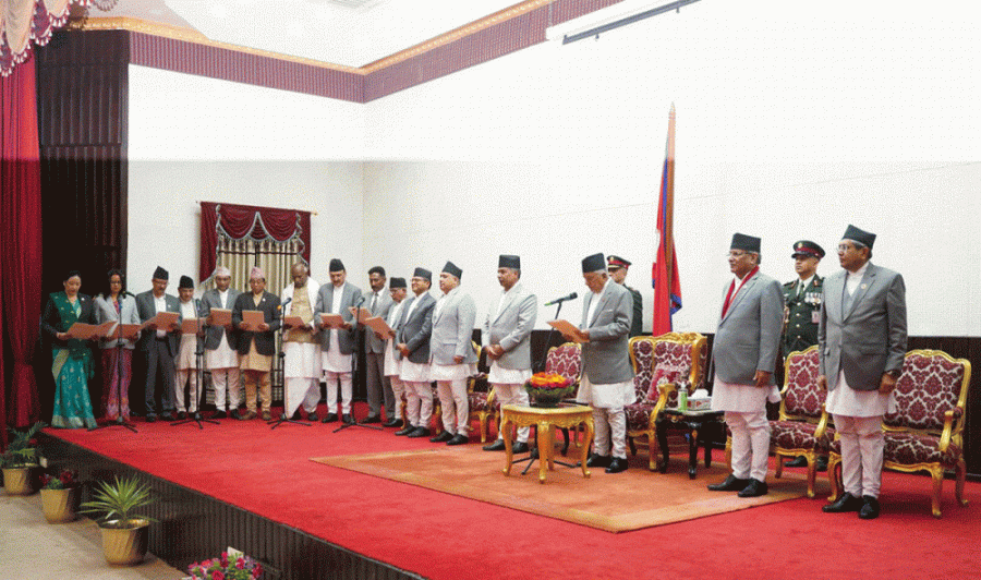 Dahal appoints eleven ministers amid disputes, Cabinet yet to get full shape