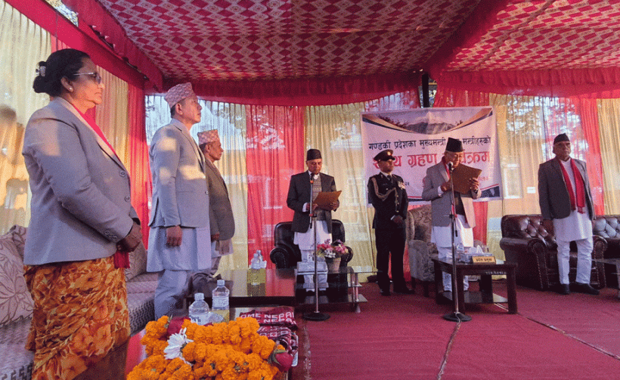 Gandaki chief minister Adhikari takes oath of office and secrecy