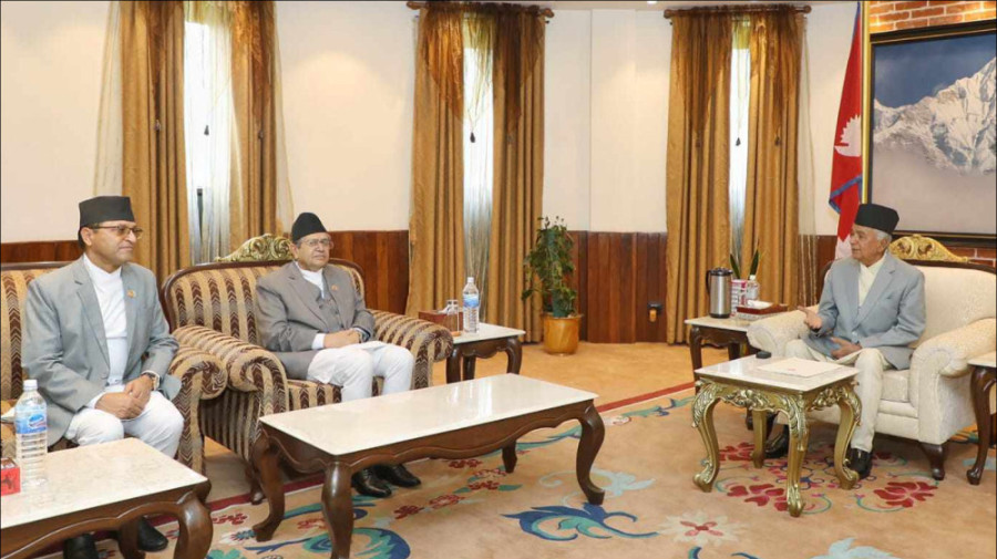 President Paudel, Speaker Ghimire and NA Chair Timilsina meet to discuss resolving House obstruction
