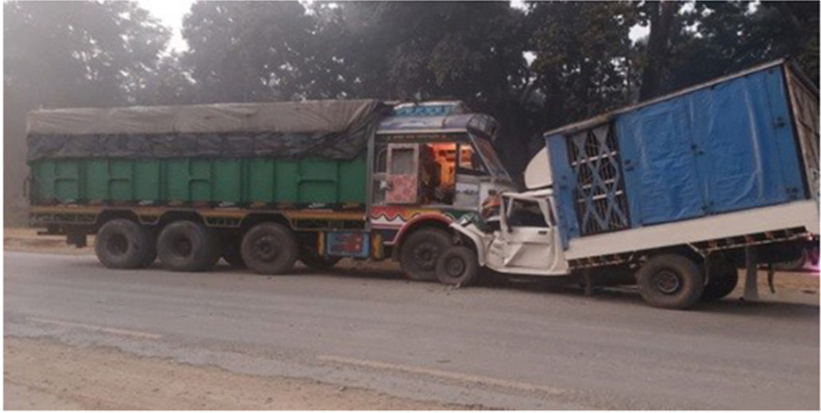Van, truck collision in Nawalparasi (West) leaves one dead, another injured