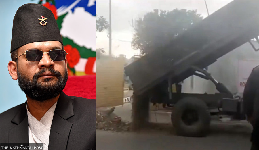 KMC dumps truckload of dirt outside road division office