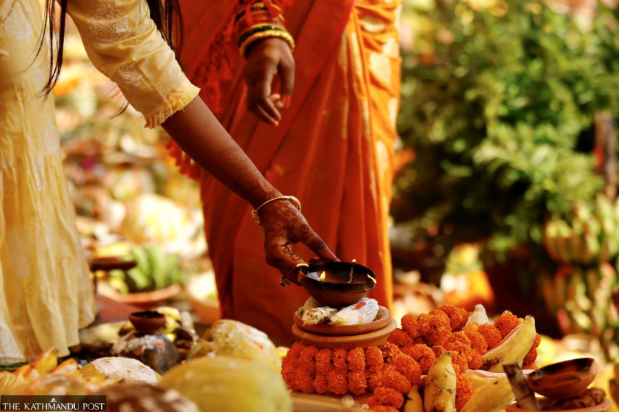 Ponds covered in offerings for Chhath festival (Photos)