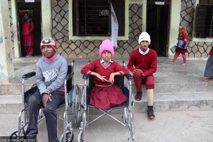 Disabled students of a Baglung school face uncertain future after grade 8