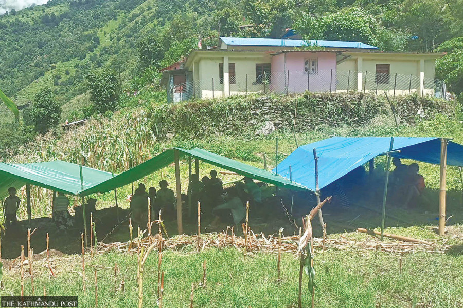 Looming landslide forces 182 members of 42 families to evacuate Lamjung settlement