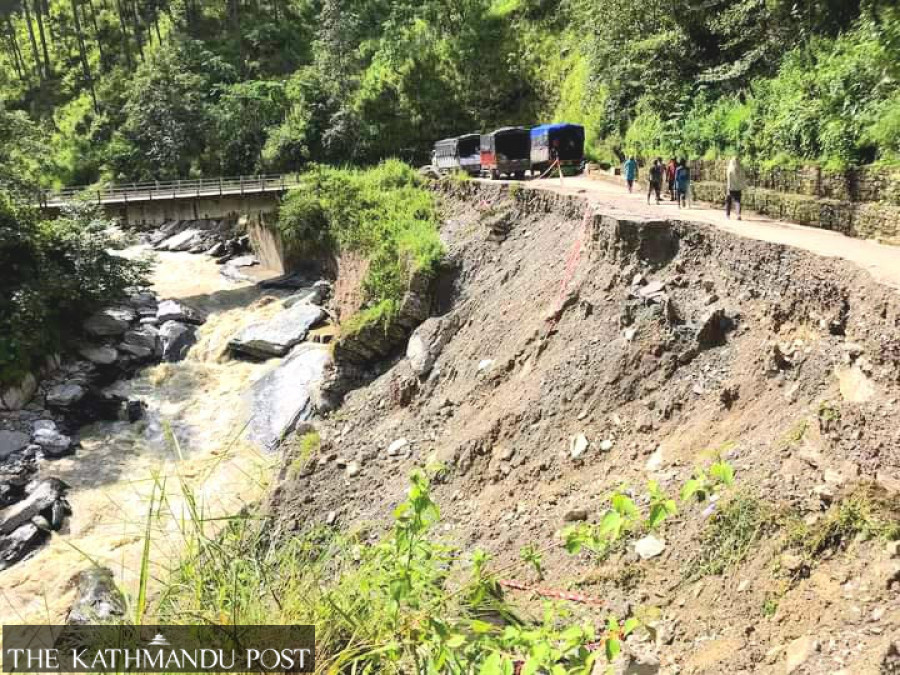 Road obstruction affects daily life in northern Dolakha
