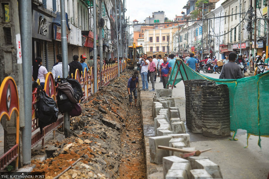 KMC resumes sidewalk widening at New Road after high court ruling