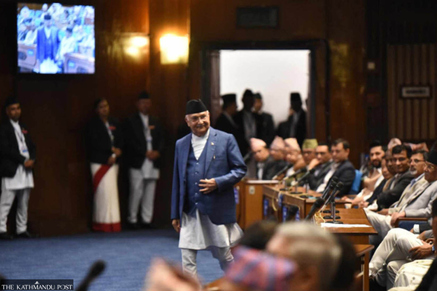 Oli makes details of Congress-UML deal public in Parliament