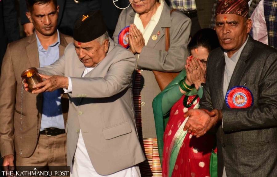 President Paudel joins Chhath Puja