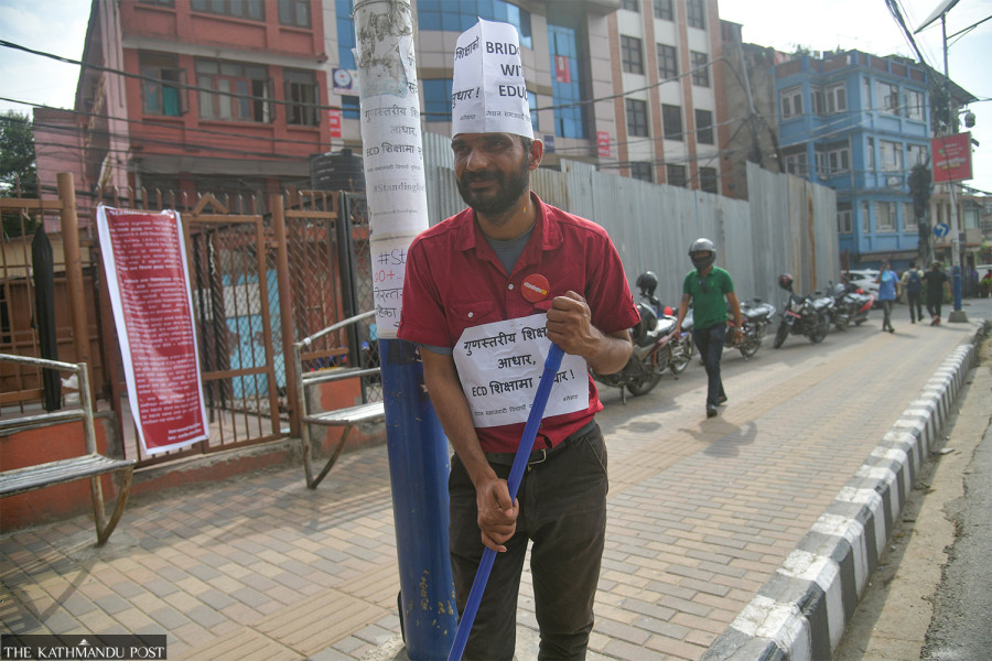 Student leader Chapagain stages standing protest for reforms in ECD programme