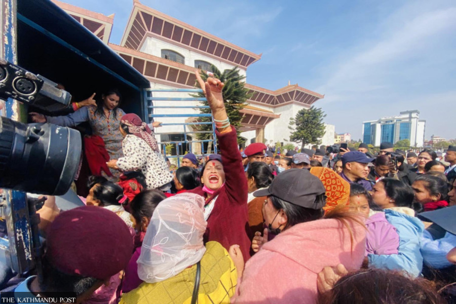 Microfinance borrowers protest on Parliament premises