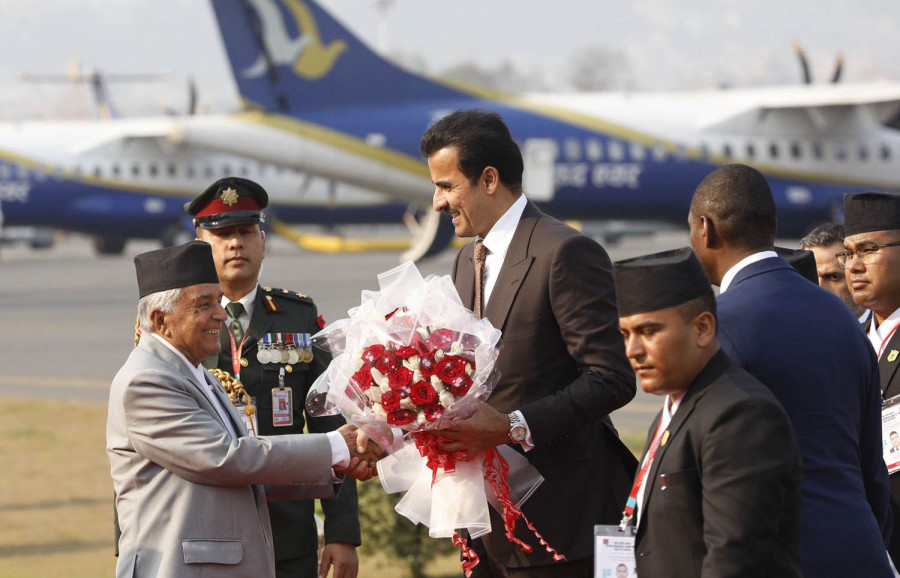 Qatar’s Emir Al-Thani arrives in Kathmandu on two-day visit