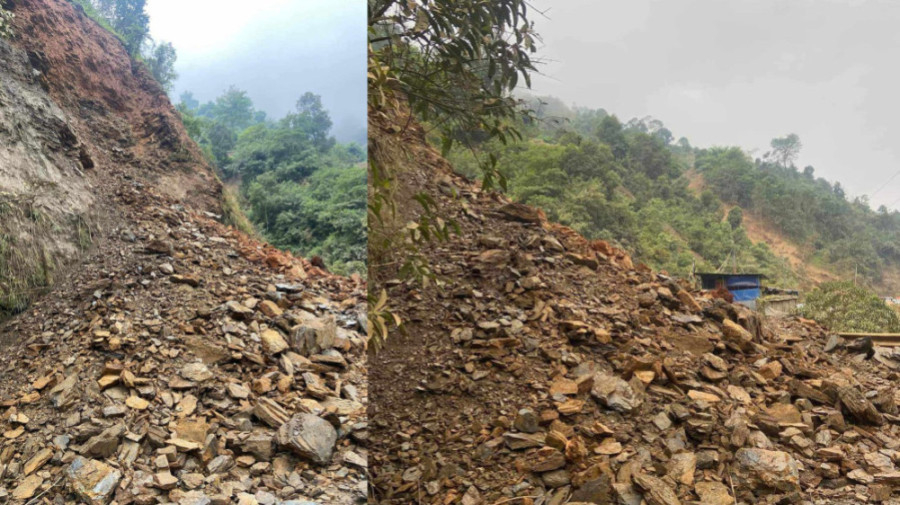 Landslide blocks Araniko Highway at 50 kilometre mark, causing traffic disruption