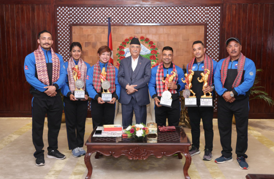 PM Oli honours medal-winning bodybuilders
