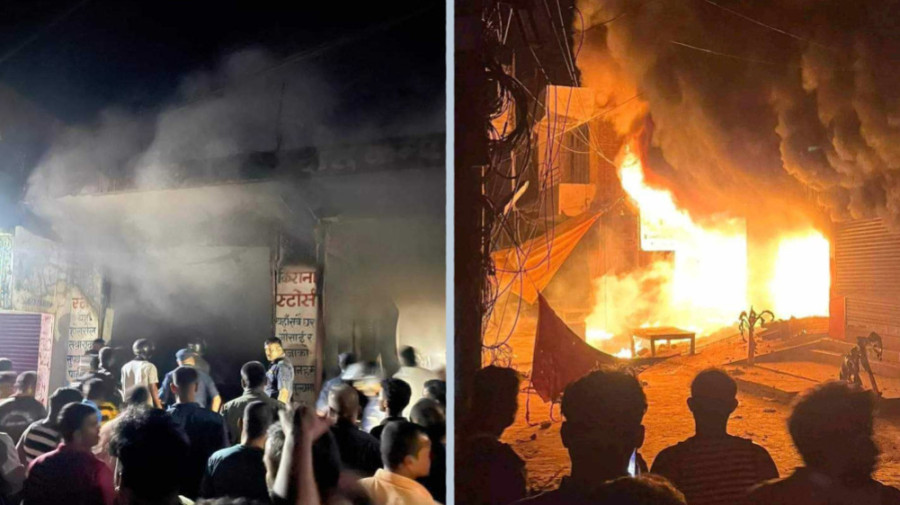 Fire guts three shops in Sarlahi
