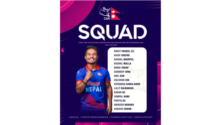 Nepal name squad for T20s against Ireland Wolves, India tour