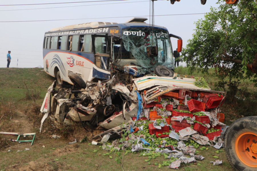 One dead in bus and pickup truck collision
