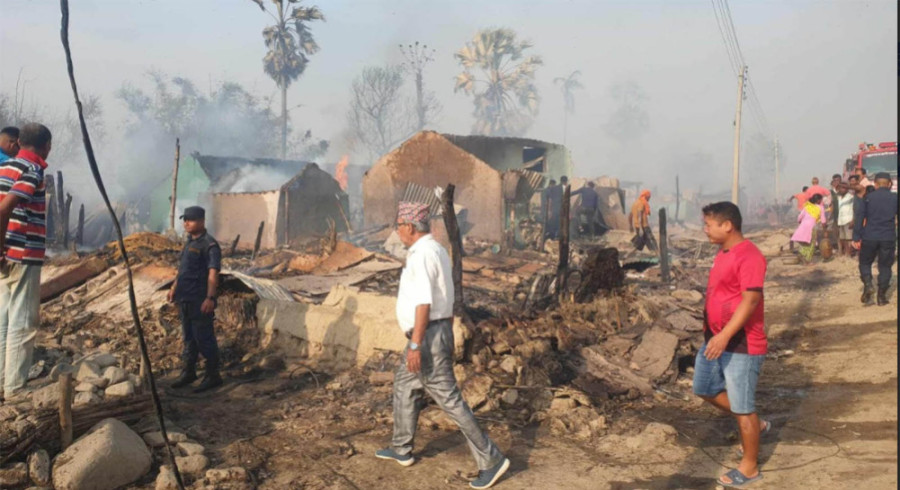 Fire guts a settlement in Morang