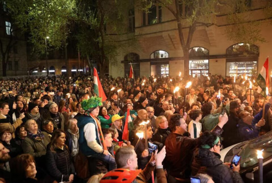 Thousands protest against Hungary’s Orban after former insider leaks graft case tape