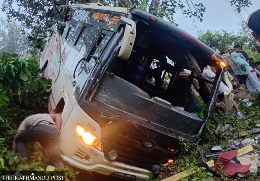 21 injured as bus falls off road in Gorkha