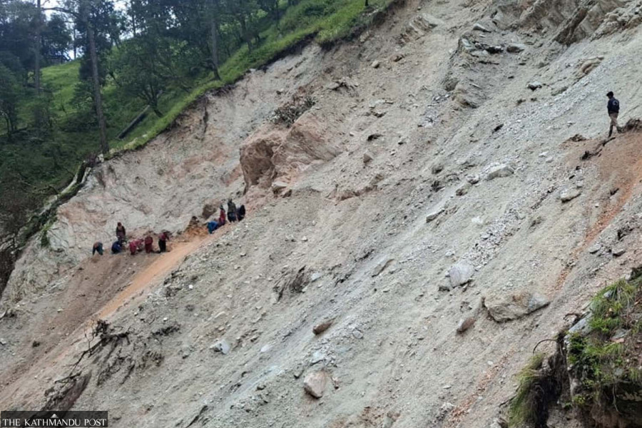Food shortage in remote Bajhang villages after sole supply trail cut off by landslides