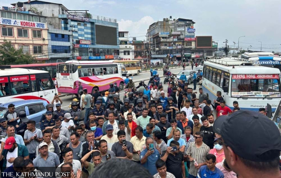 Transport entrepreneurs protest against ride-sharing regulations in Kathmandu